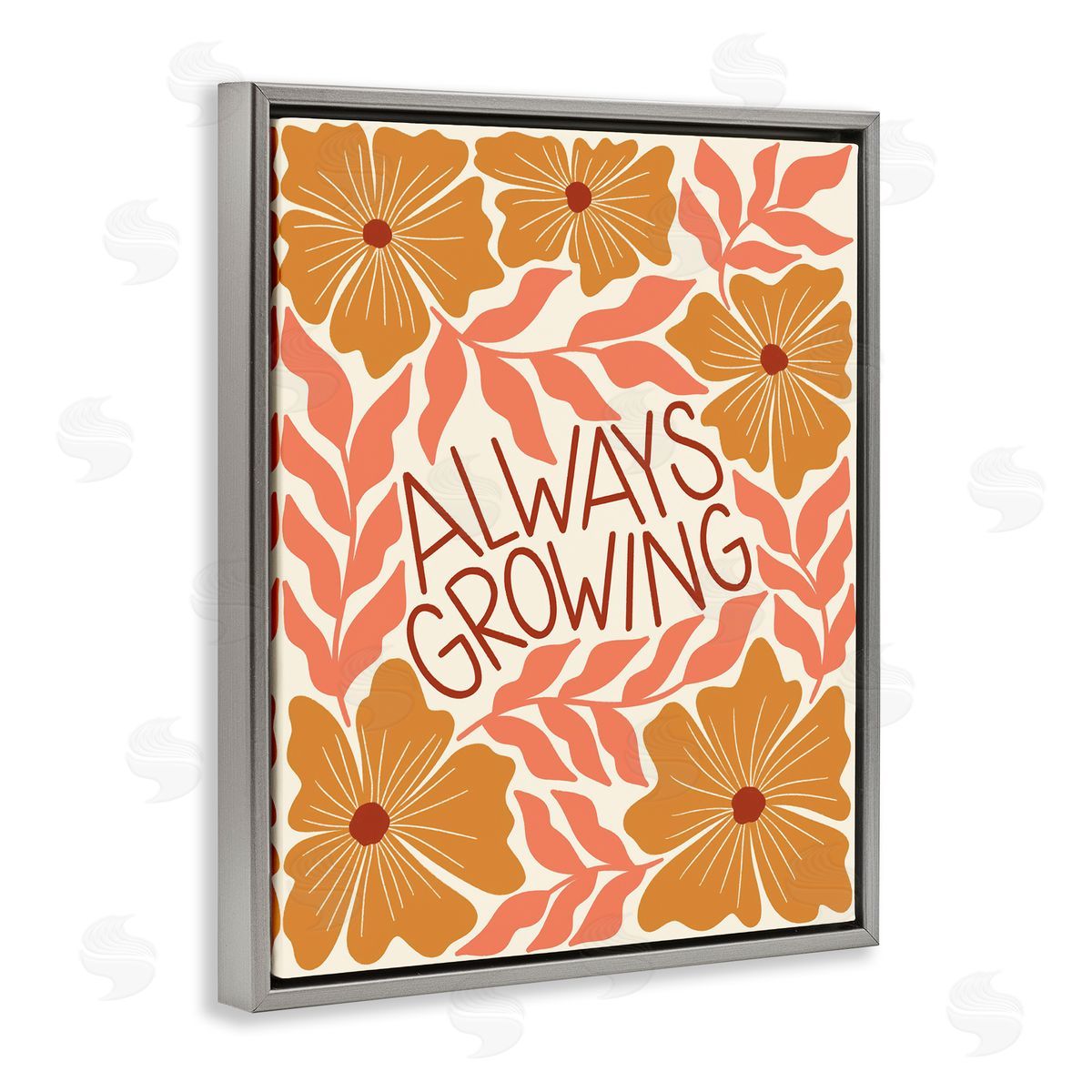 Taylor Shannon Designs Always Growing Funky Florals Gray Floating Frame Canvas Wall Art Print