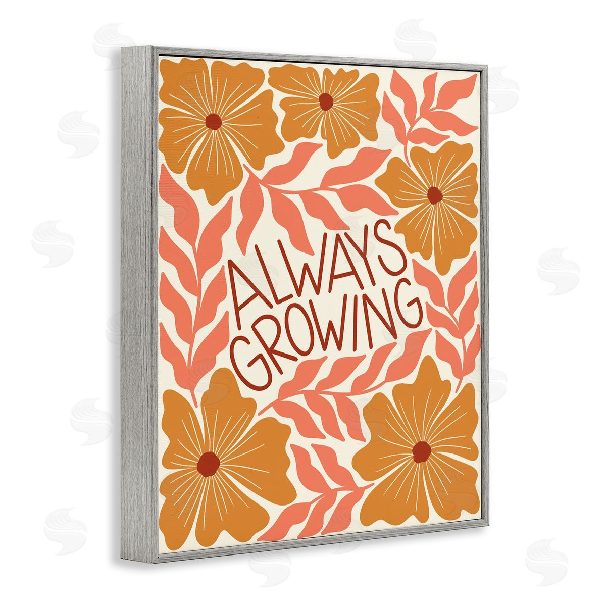 Taylor Shannon Designs Always Growing Funky Florals Gray Framed Giclee Wall Art Print