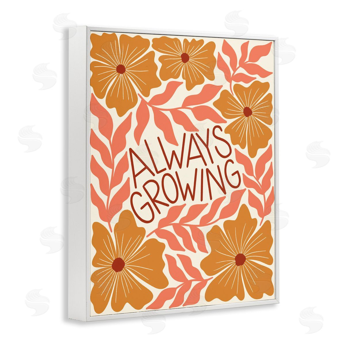 Taylor Shannon Designs Always Growing Funky Florals White Framed Giclee Wall Art Print