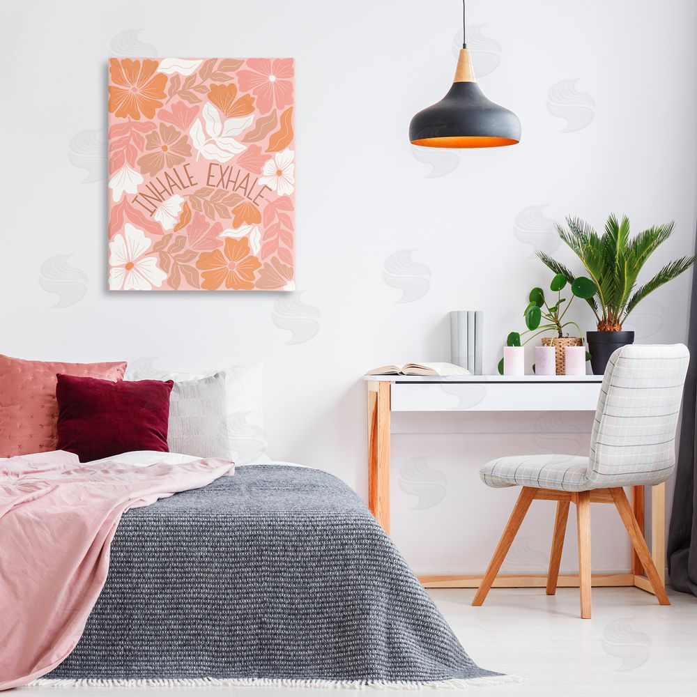 Taylor Shannon Designs Inhale Exhale Florals Canvas Wall Art Print in Room
