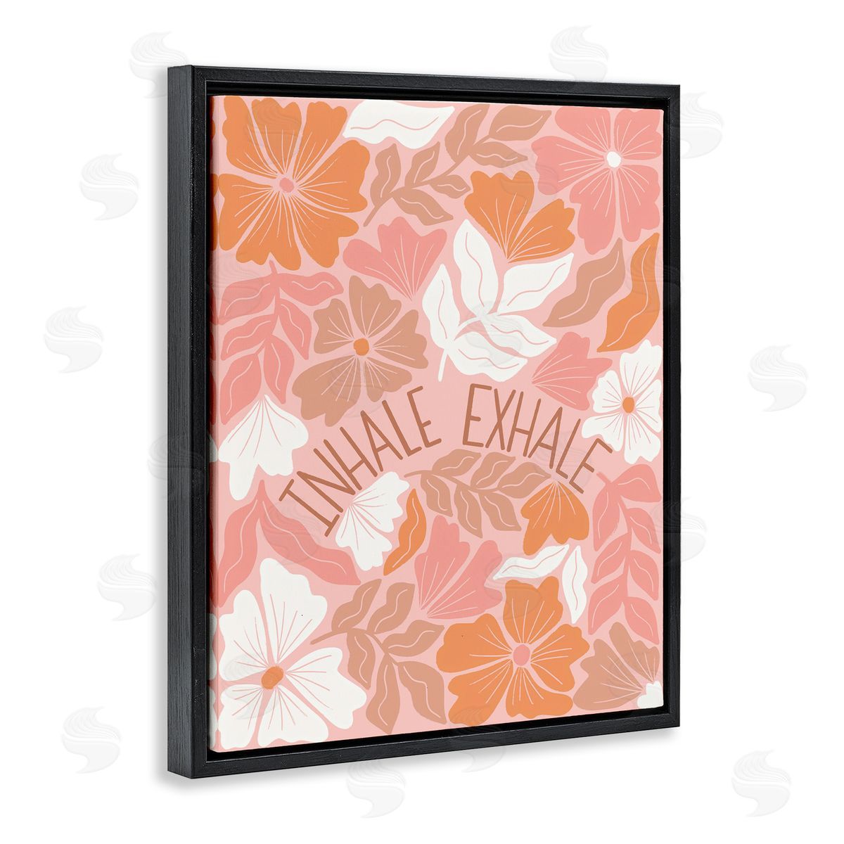 Taylor Shannon Designs Inhale Exhale Florals Black Floating Frame Canvas Wall Art Print
