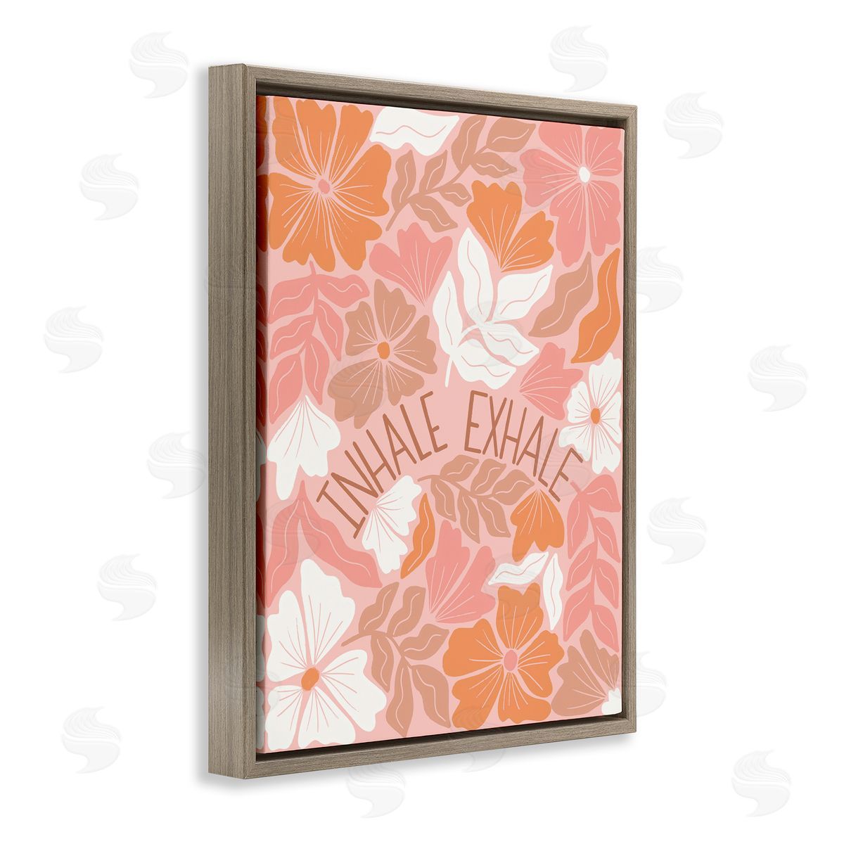 Taylor Shannon Designs Inhale Exhale Florals Brown Floating Frame Canvas Wall Art Print