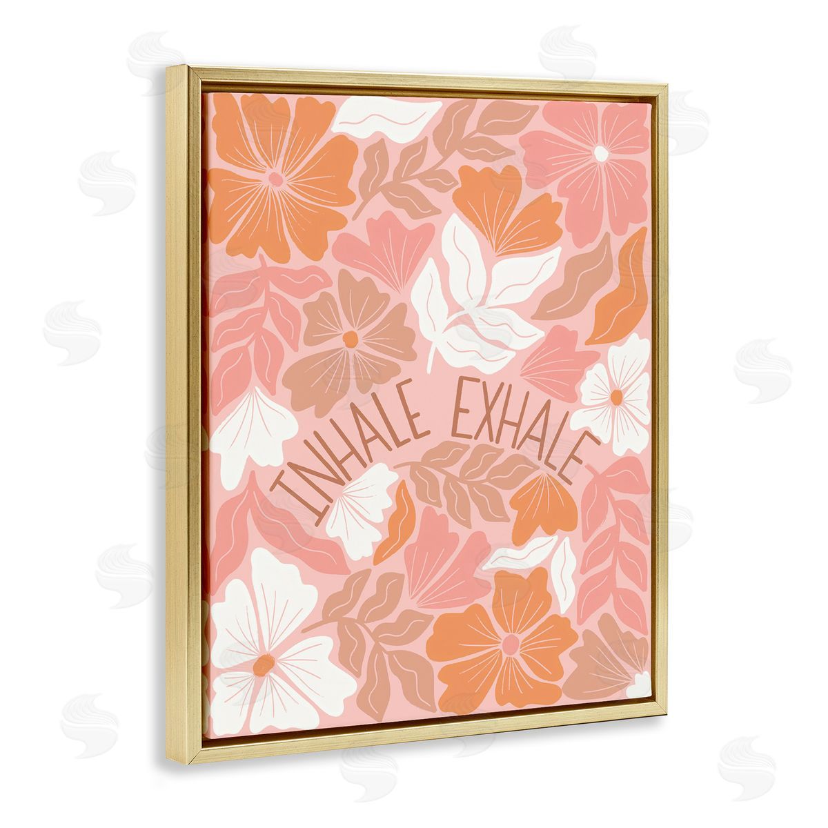 Taylor Shannon Designs Inhale Exhale Florals Gold Floating Frame Canvas Wall Art Print