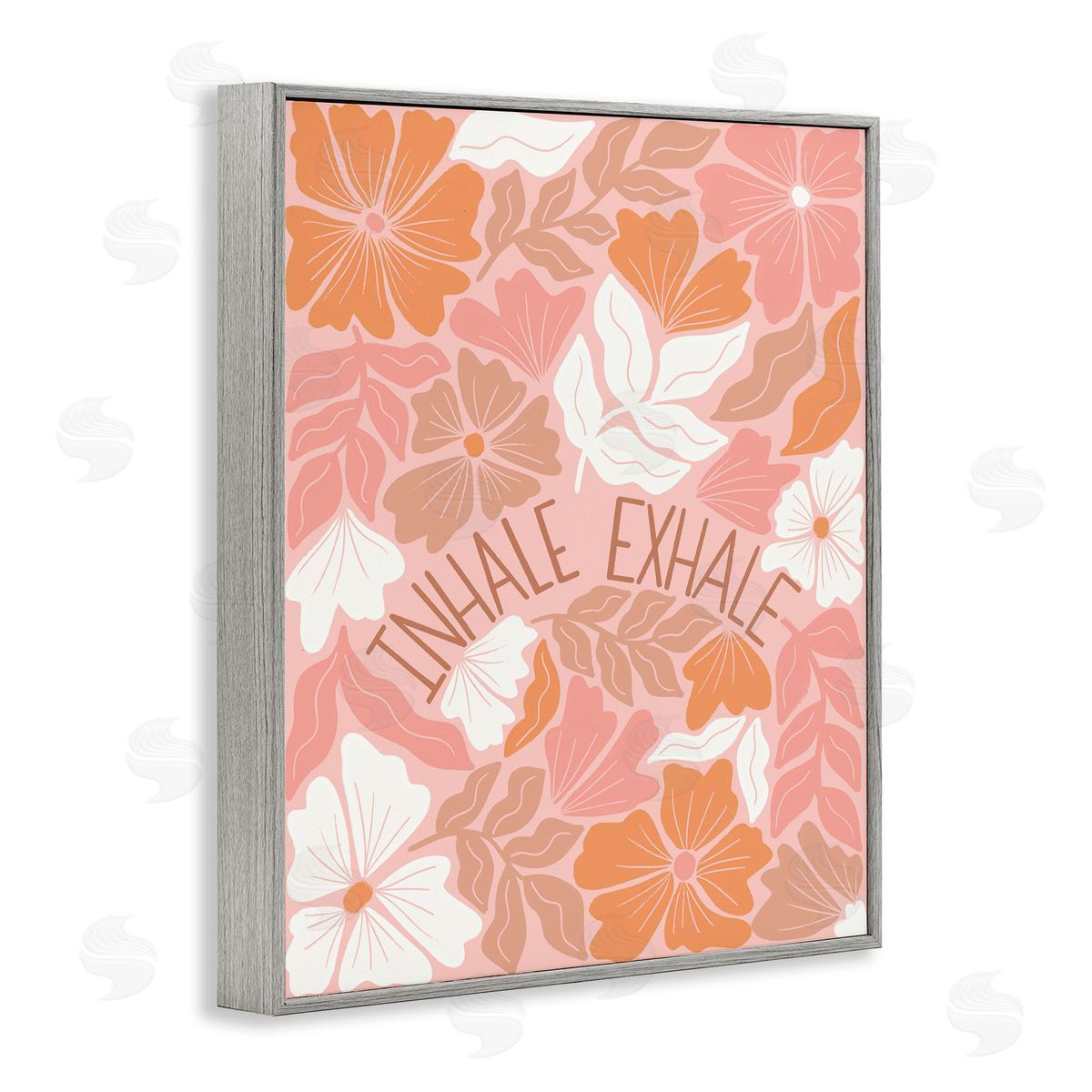 Taylor Shannon Designs Inhale Exhale Florals Gray Framed Giclee Wall Art Print