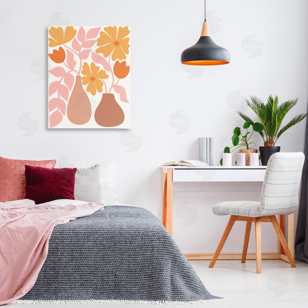 Taylor Shannon Designs Funky Flower Vases Canvas Wall Art Print in Room