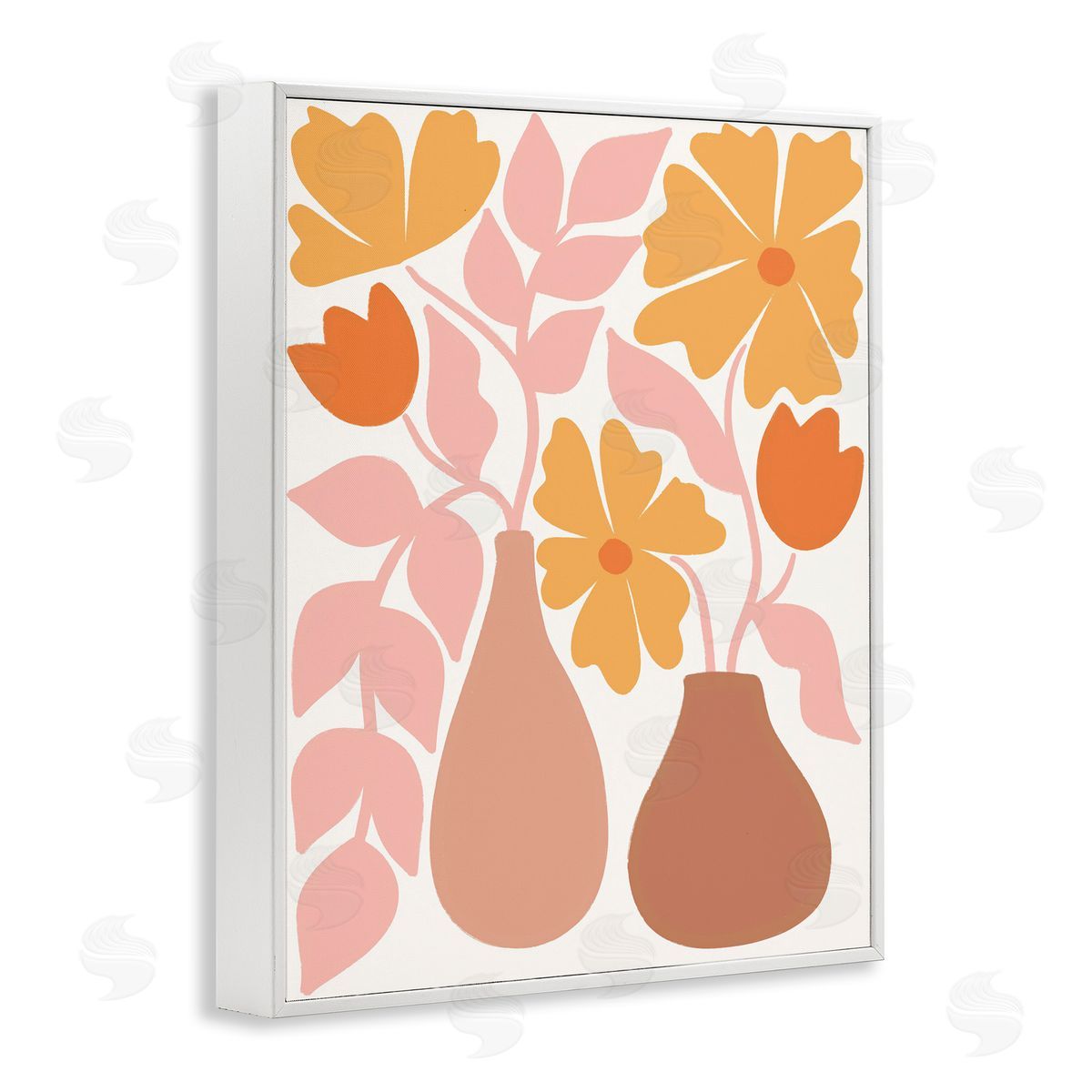 Taylor Shannon Designs Funky Flower Vases White Framed Giclee Wall Art Print