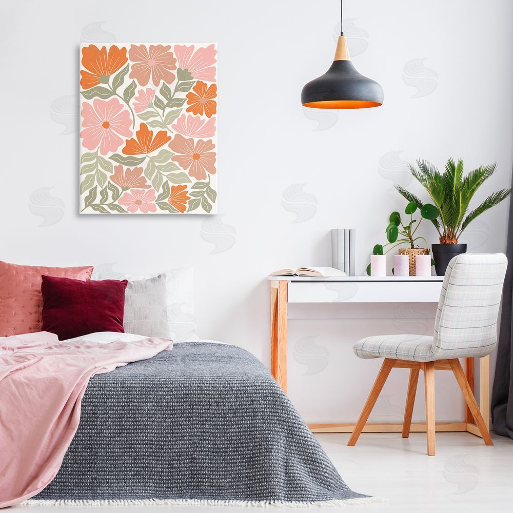 Taylor Shannon Designs Funky Asymmetrical Florals Canvas Wall Art Print in Room