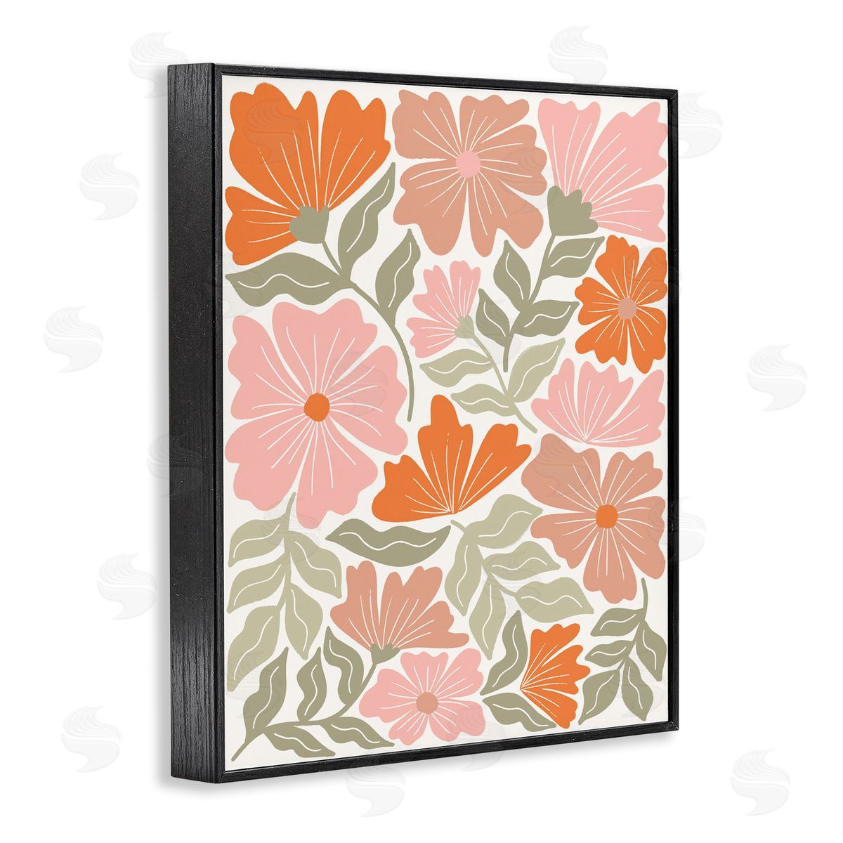Taylor Shannon Designs Funky Asymmetrical Florals Black Framed Giclee Wall Art Print