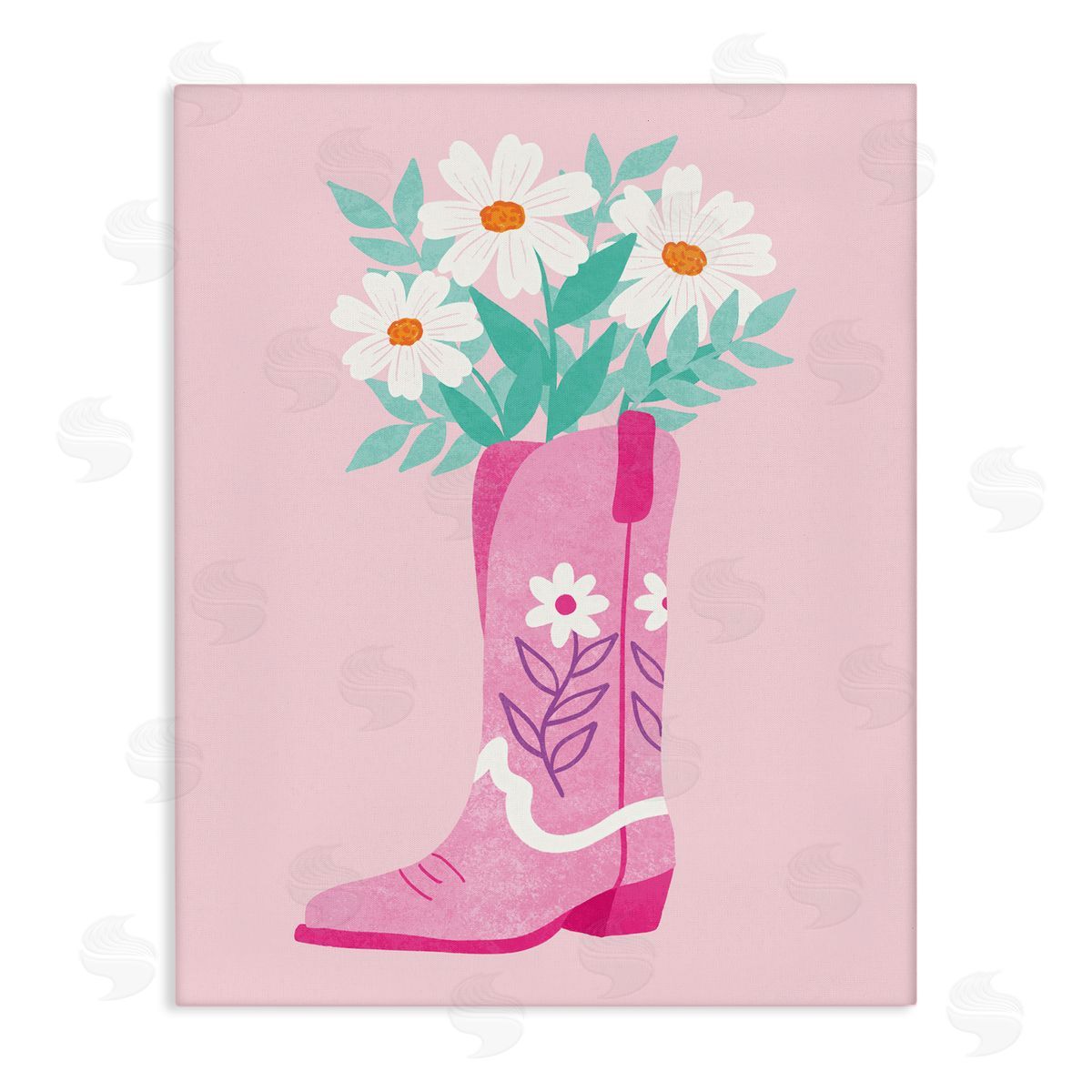 Taylor Shannon Designs Retro Cowgirl Bouquet Canvas Wall Art Print