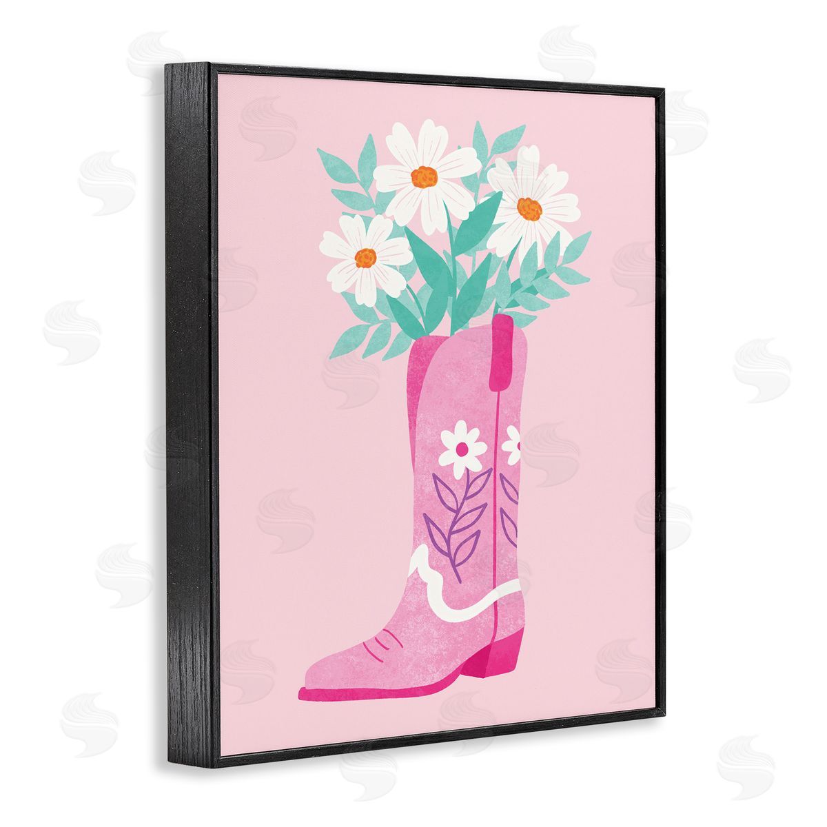 Taylor Shannon Designs Retro Cowgirl Bouquet Black Framed Giclee Wall Art Print