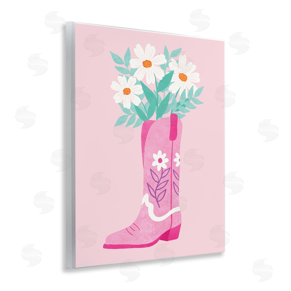 Taylor Shannon Designs Retro Cowgirl Bouquet Wooden Wall Plaque Art Print