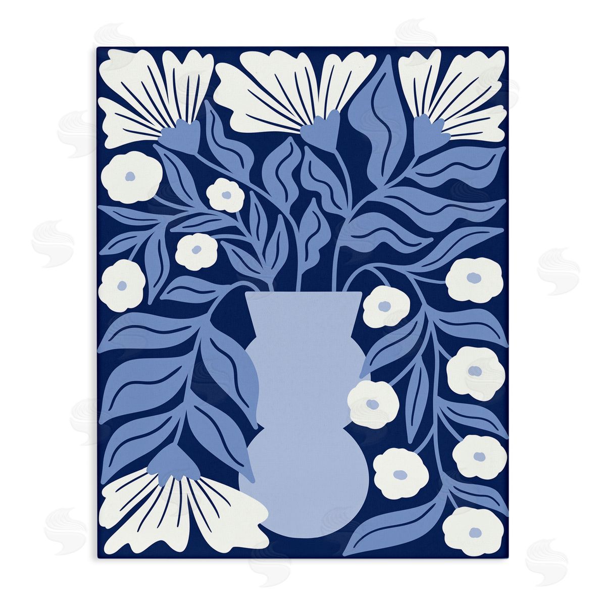 Taylor Shannon Designs Funky Blue Flower Vase Canvas Wall Art Print