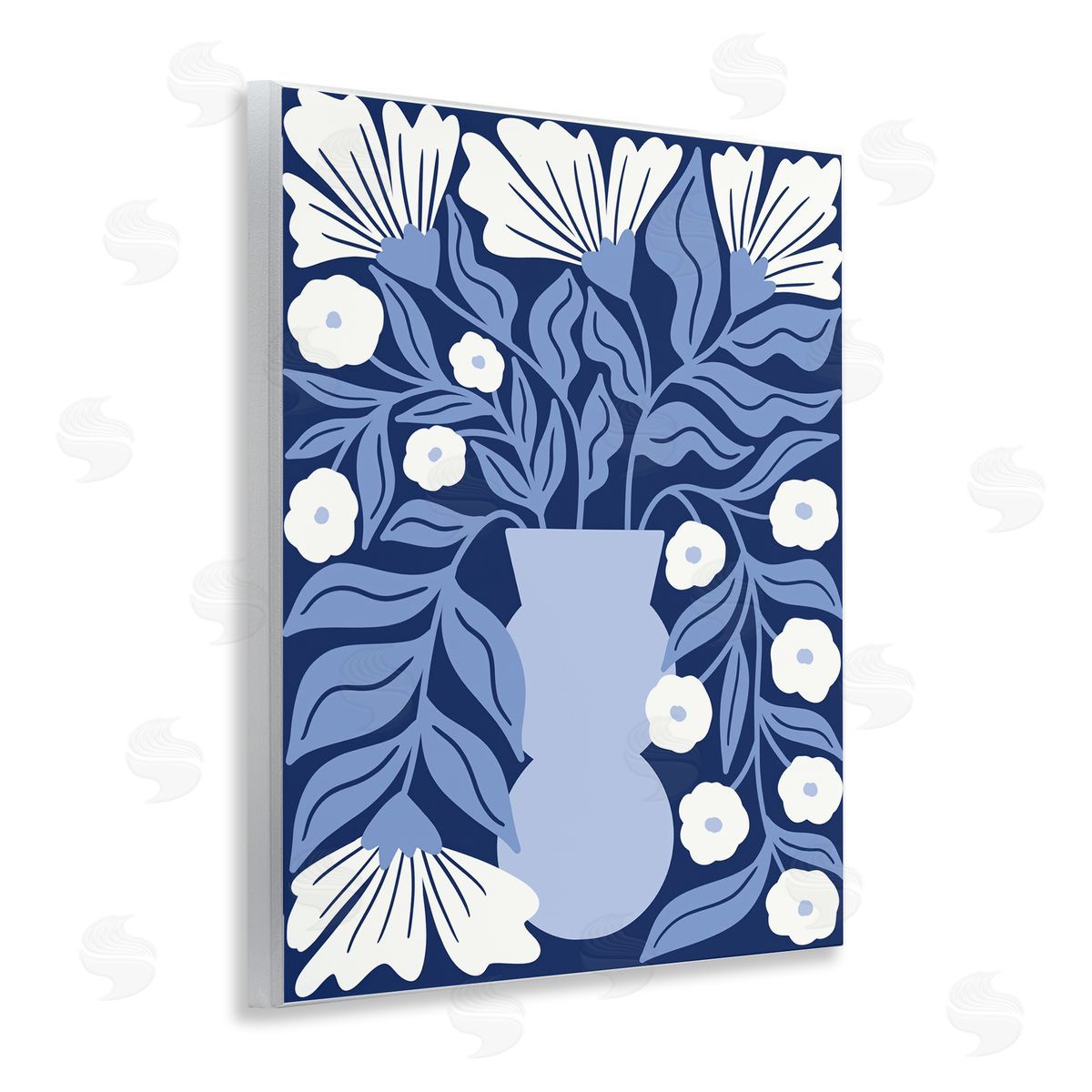 Taylor Shannon Designs Funky Blue Flower Vase Wooden Wall Plaque Art Print