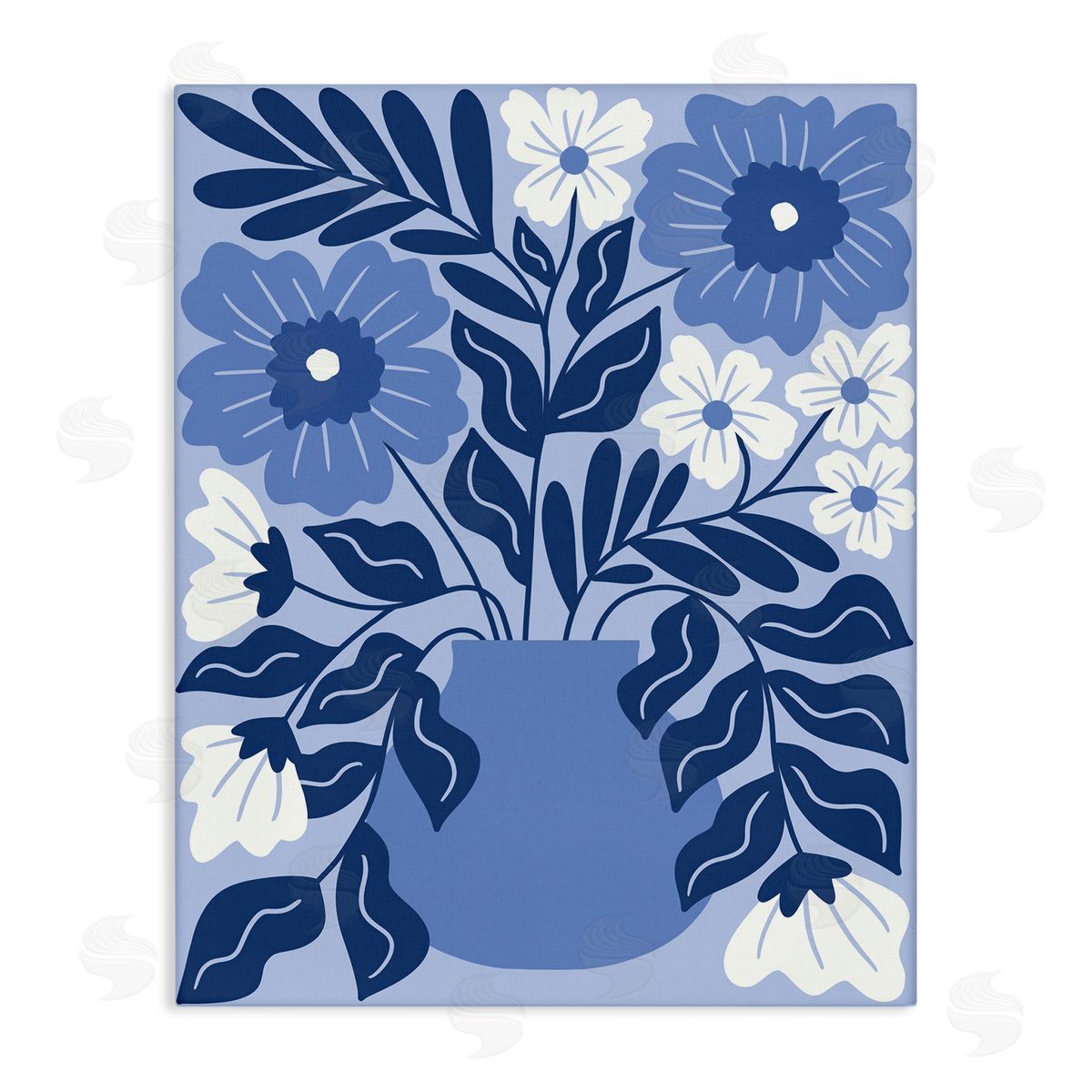 Taylor Shannon Designs Funky Blue Florals Canvas Wall Art Print