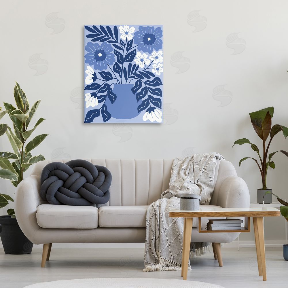 Taylor Shannon Designs Funky Blue Florals Canvas Wall Art Print in Room