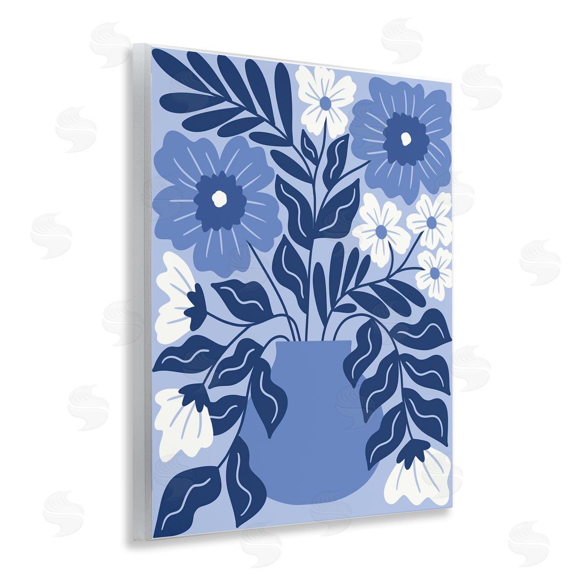 Taylor Shannon Designs Funky Blue Florals Wooden Wall Plaque Art Print