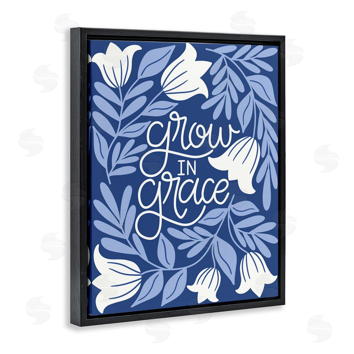 Taylor Shannon Designs Grow in Grace Florals Black Floating Frame Canvas Wall Art Print