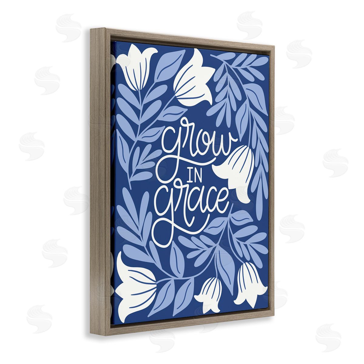 Taylor Shannon Designs Grow in Grace Florals Brown Floating Frame Canvas Wall Art Print