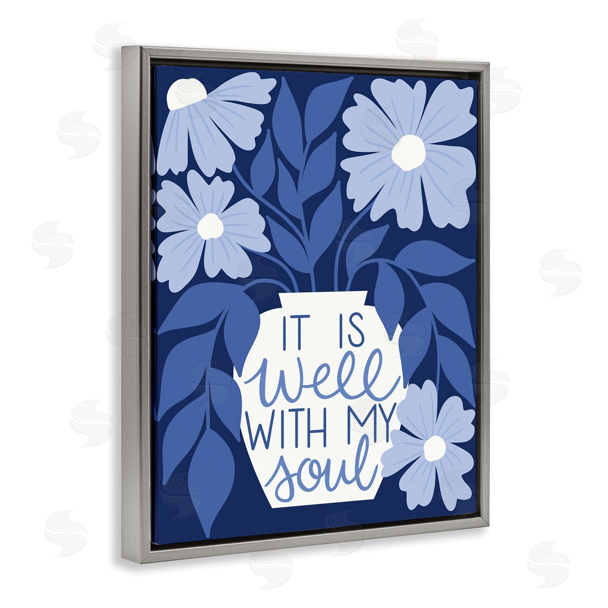 Taylor Shannon Designs Well With My Soul Florals Gray Floating Frame Canvas Wall Art Print
