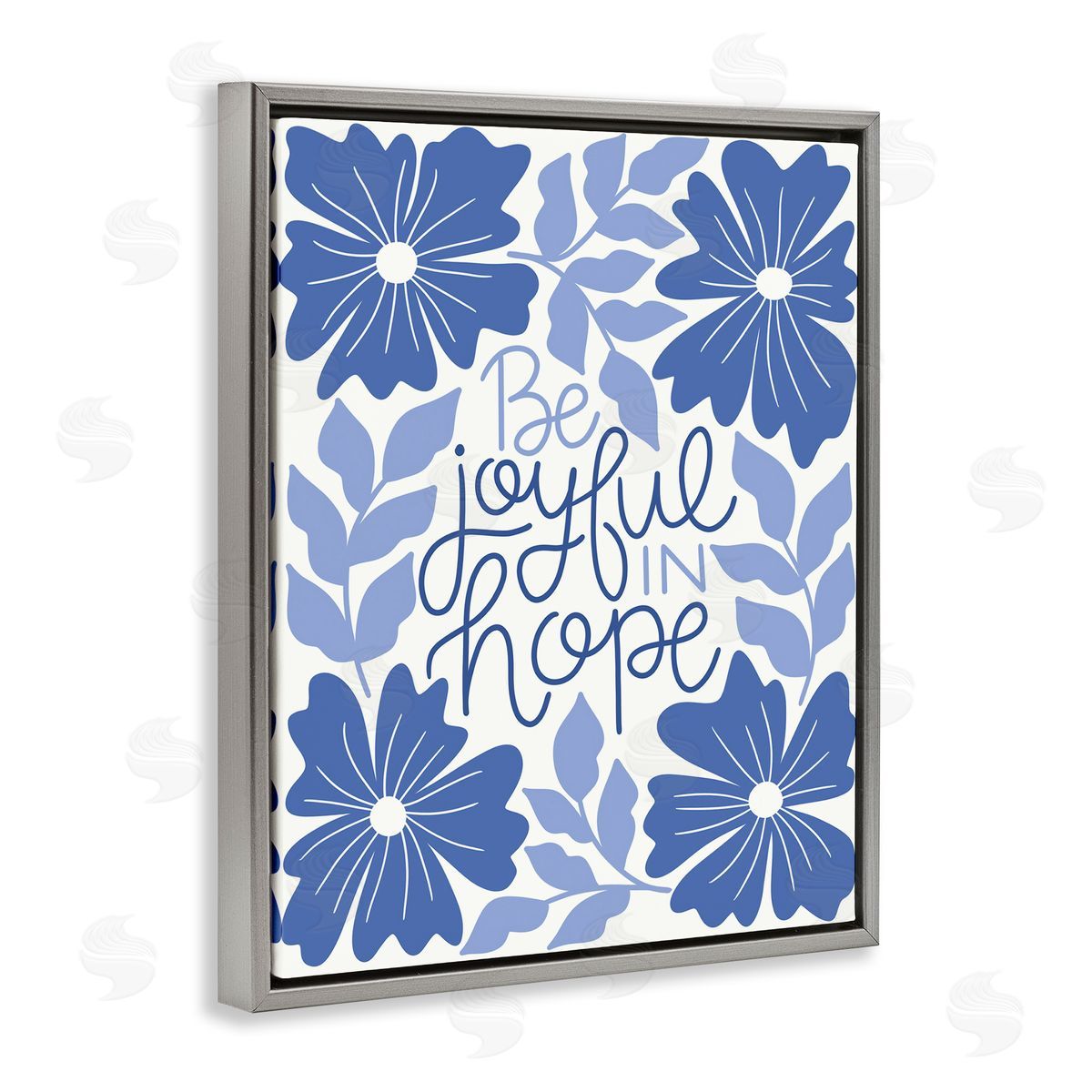 Taylor Shannon Designs Joyful in Hope Florals Gray Floating Frame Canvas Wall Art Print