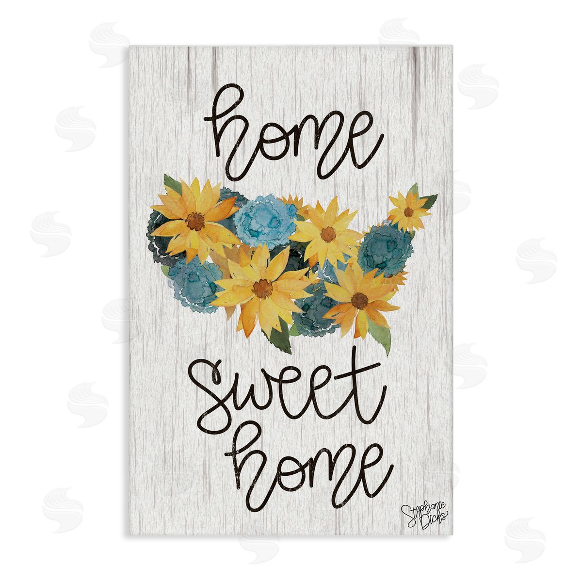 Stephanie Dicks Floral Americana Phrase Canvas Wall Art Print