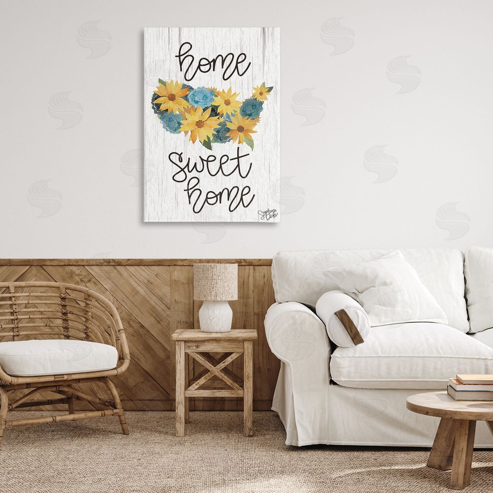 Stephanie Dicks Floral Americana Phrase Canvas Wall Art Print in Room