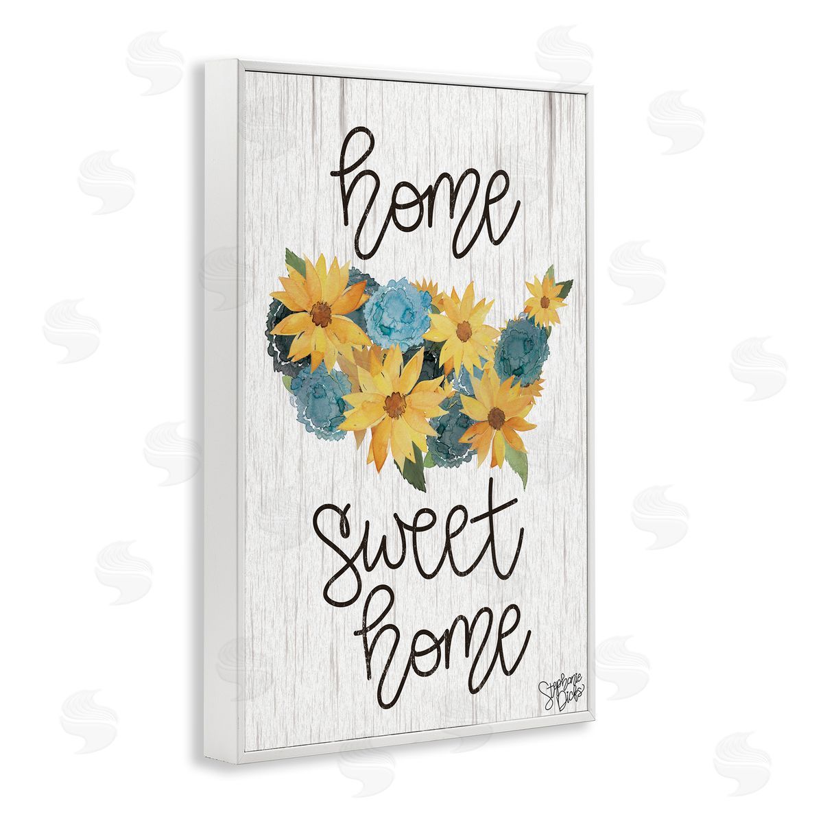 Stephanie Dicks Floral Americana Phrase White Framed Giclee Wall Art Print