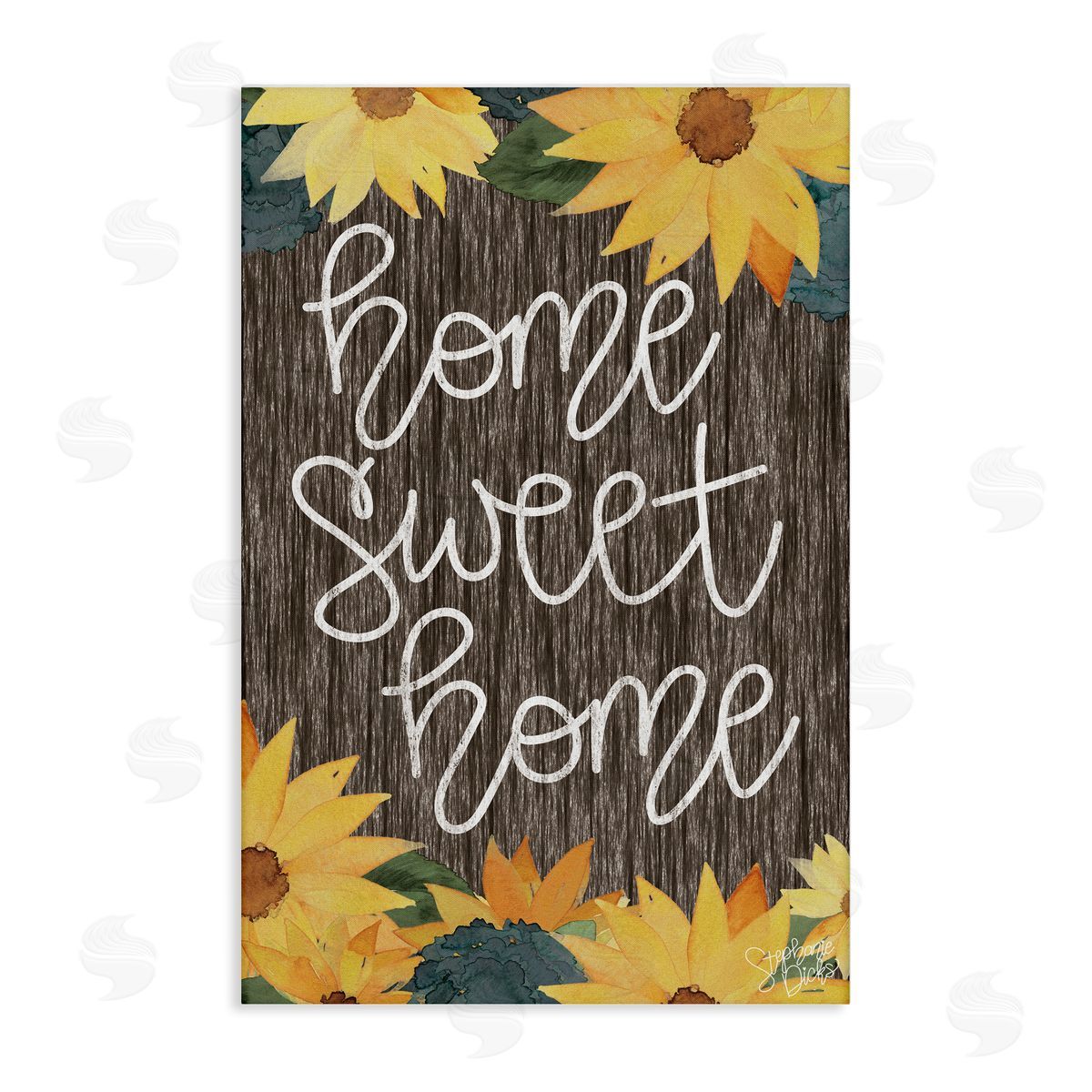 Stephanie Dicks Floral Welcome Phrase Canvas Wall Art Print