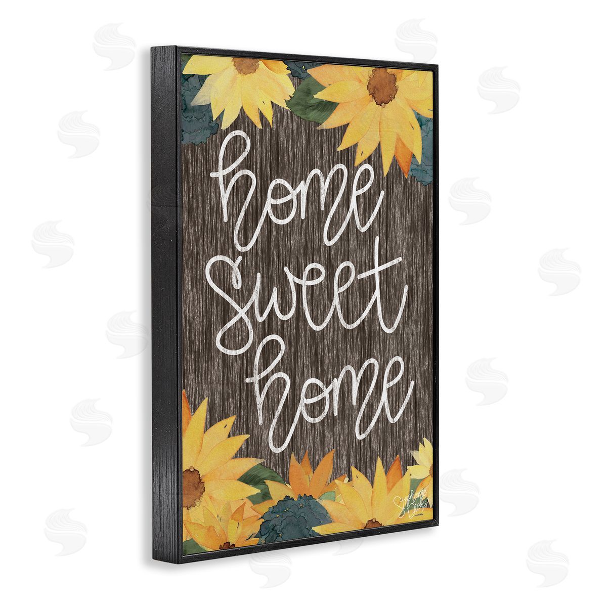 Stephanie Dicks Floral Welcome Phrase Black Framed Giclee Wall Art Print