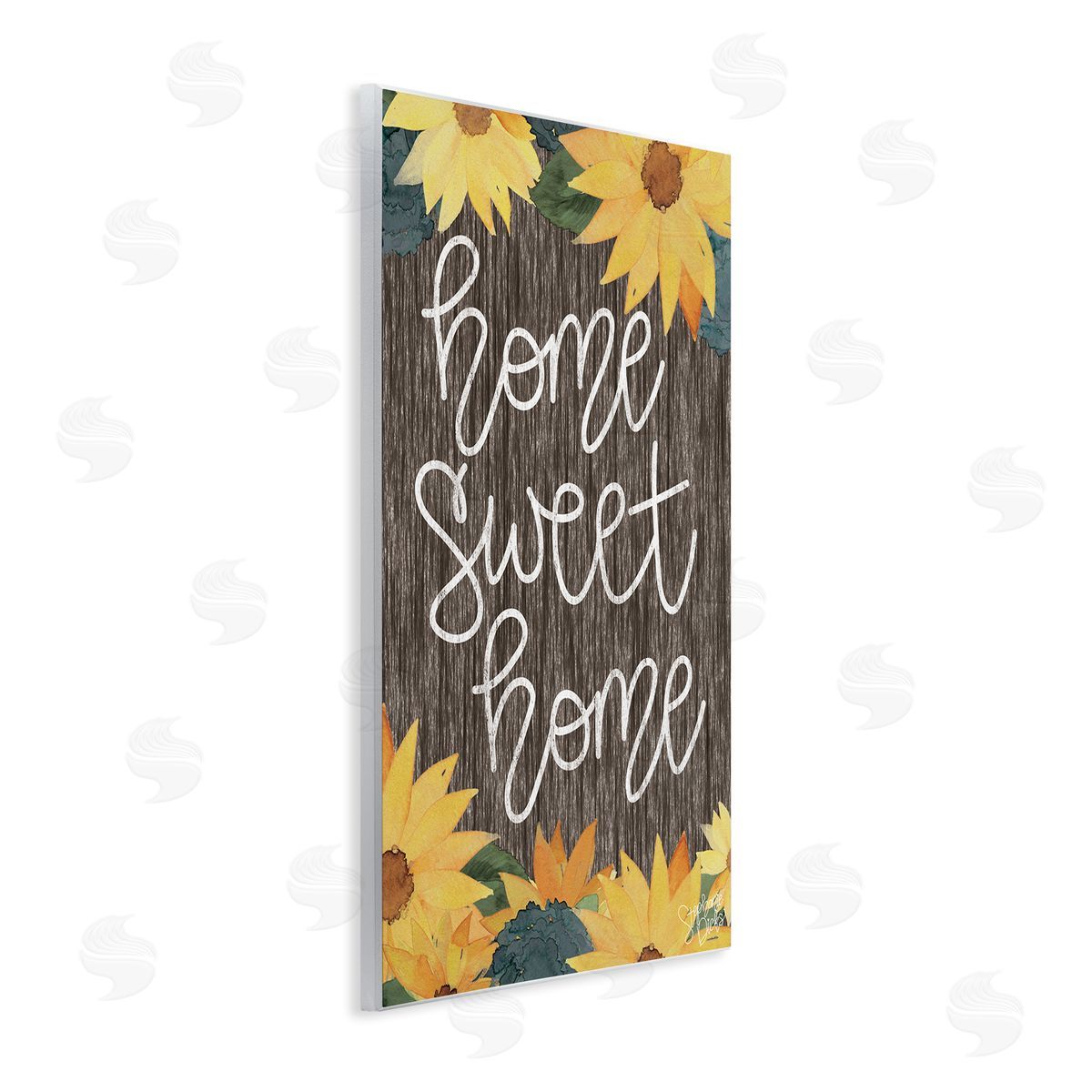 Stephanie Dicks Floral Welcome Phrase Wooden Wall Plaque Art Print