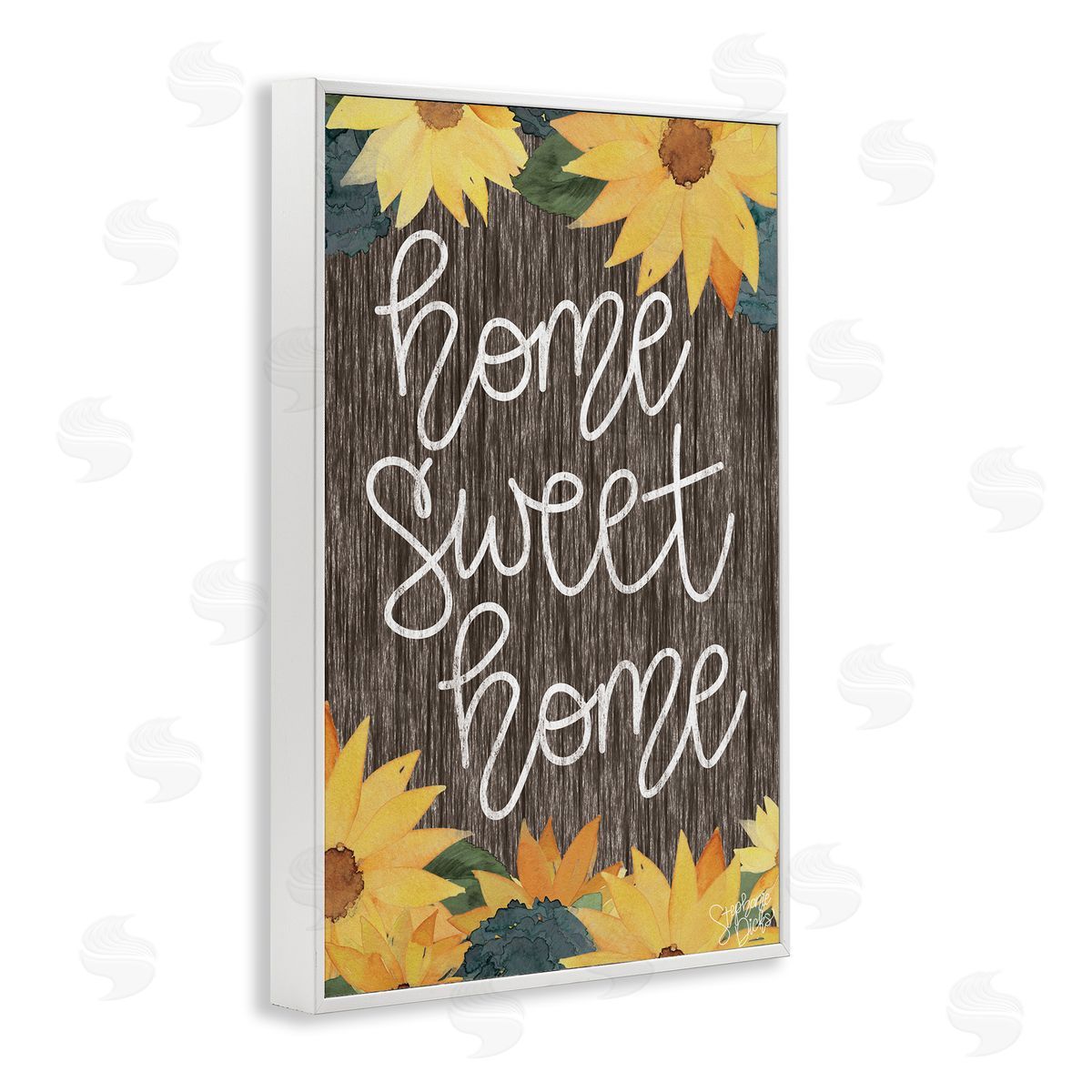 Stephanie Dicks Floral Welcome Phrase White Framed Giclee Wall Art Print