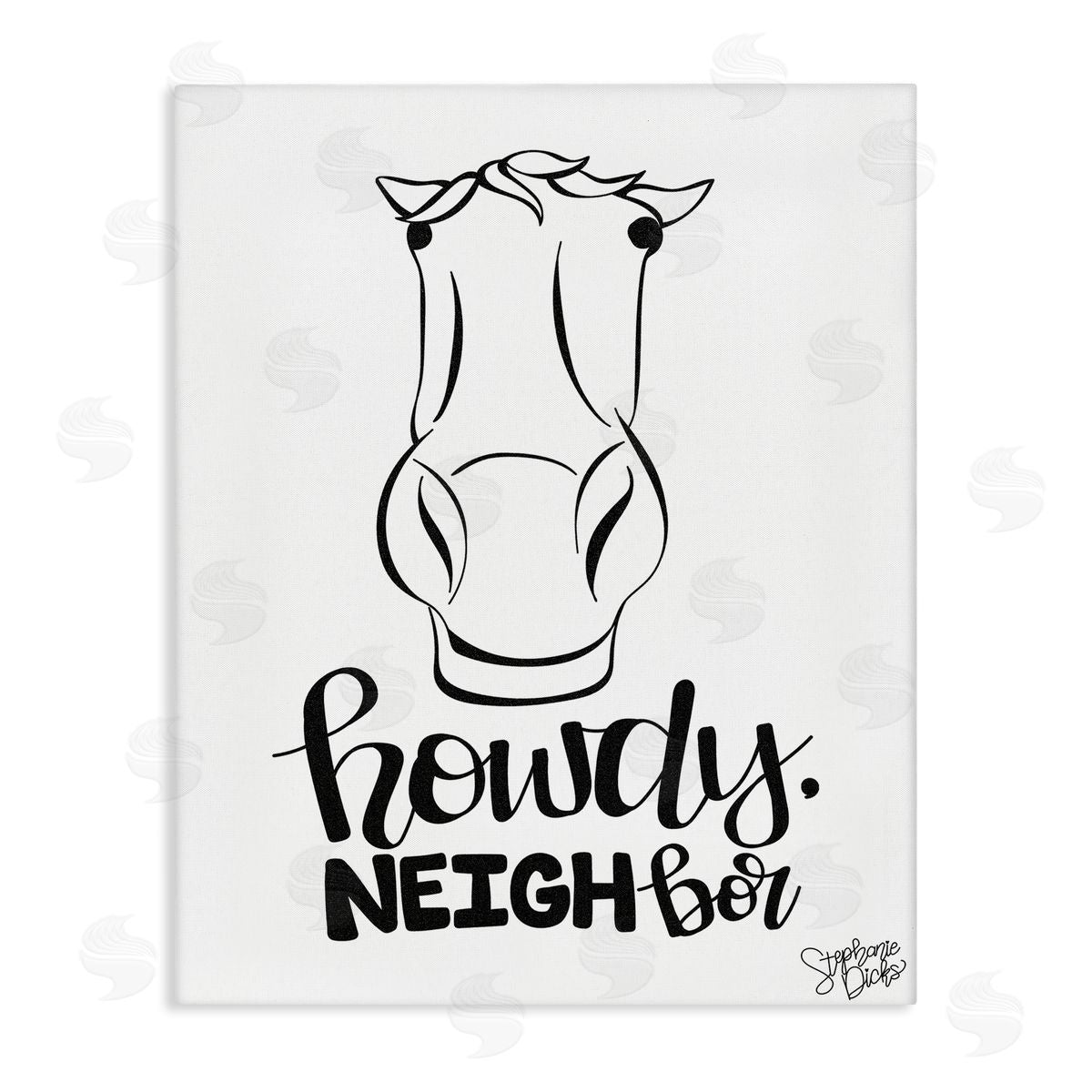 Stephanie Dicks Howdy Neighbor with Horse Canvas Wall Art Print