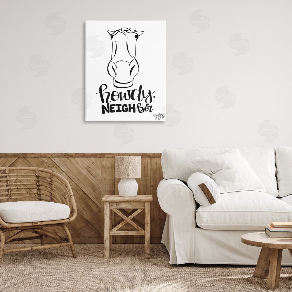 Stephanie Dicks Howdy Neighbor with Horse Canvas Wall Art Print in Room