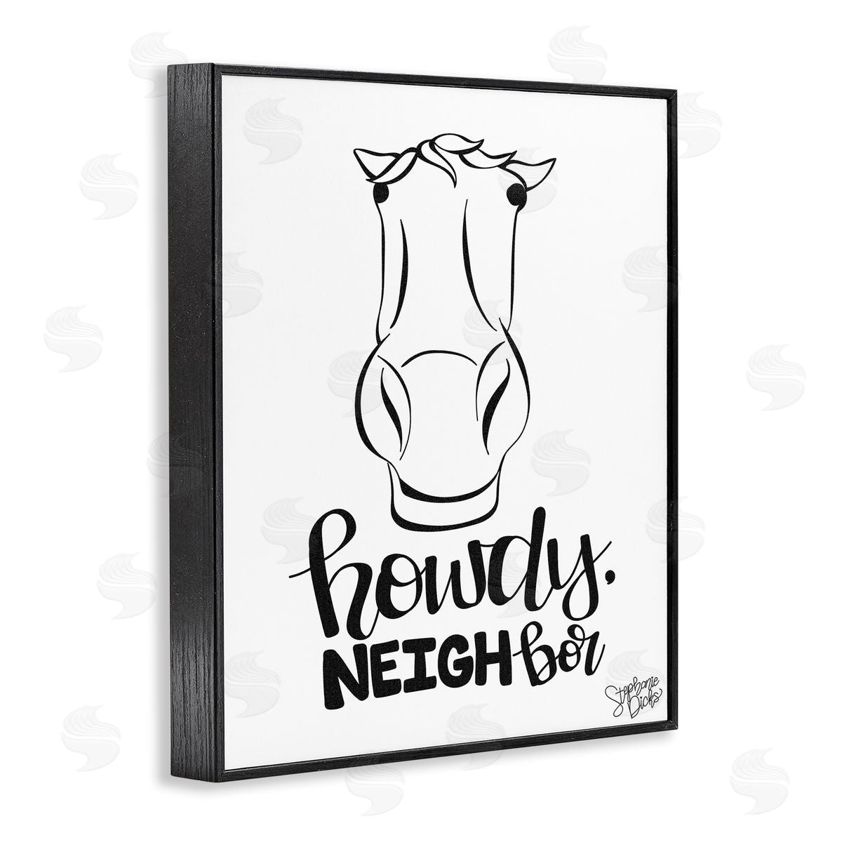 Stephanie Dicks Howdy Neighbor with Horse Black Framed Giclee Wall Art Print