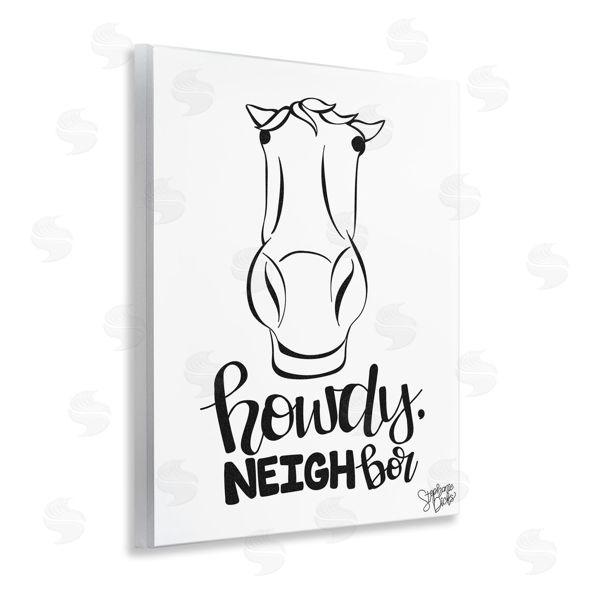 Stephanie Dicks Howdy Neighbor with Horse Wooden Wall Plaque Art Print