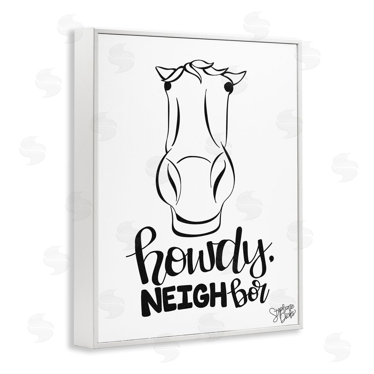 Stephanie Dicks Howdy Neighbor with Horse White Framed Giclee Wall Art Print