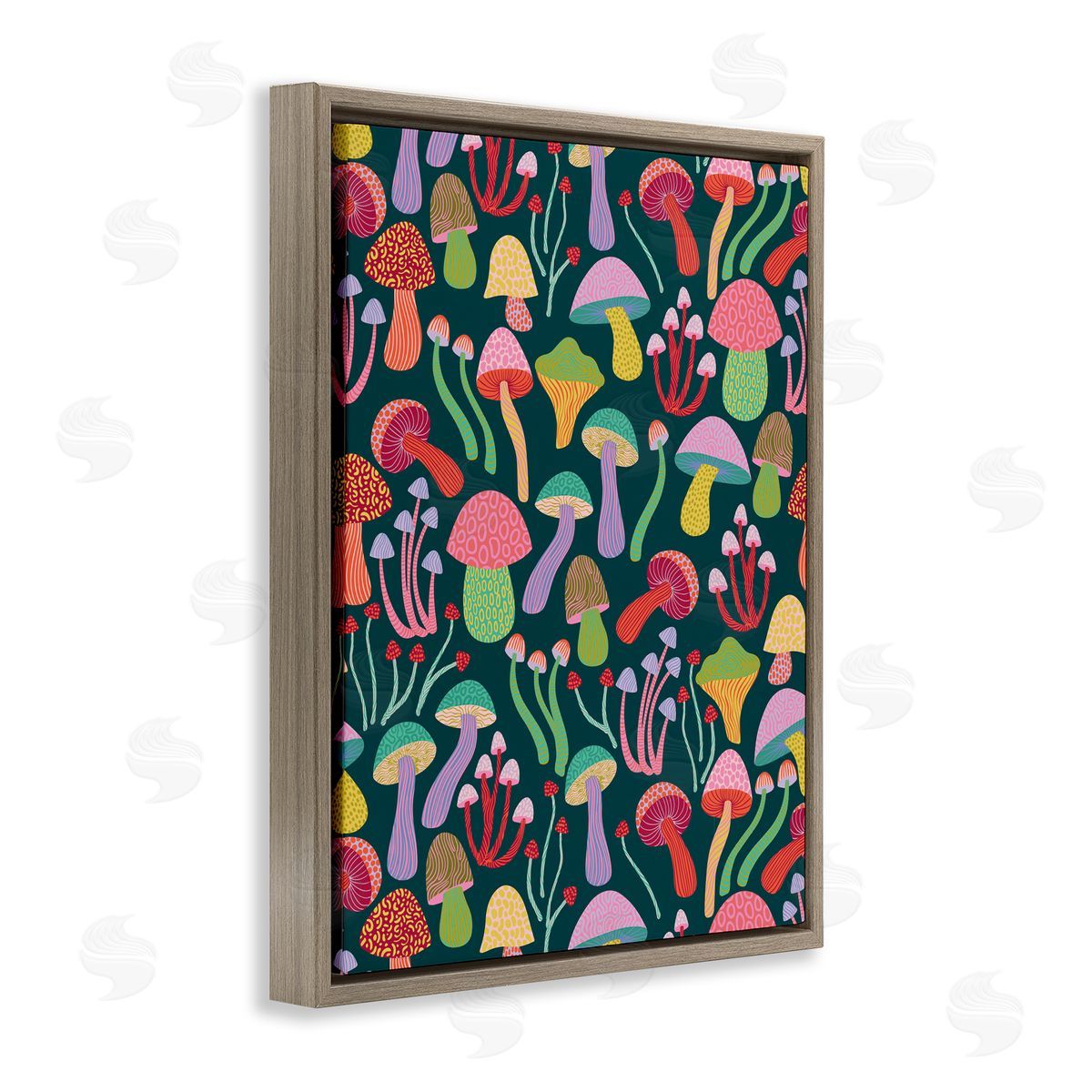 Caroline Alfreds Magical Times Mushrooms Brown Floating Frame Canvas Wall Art Print