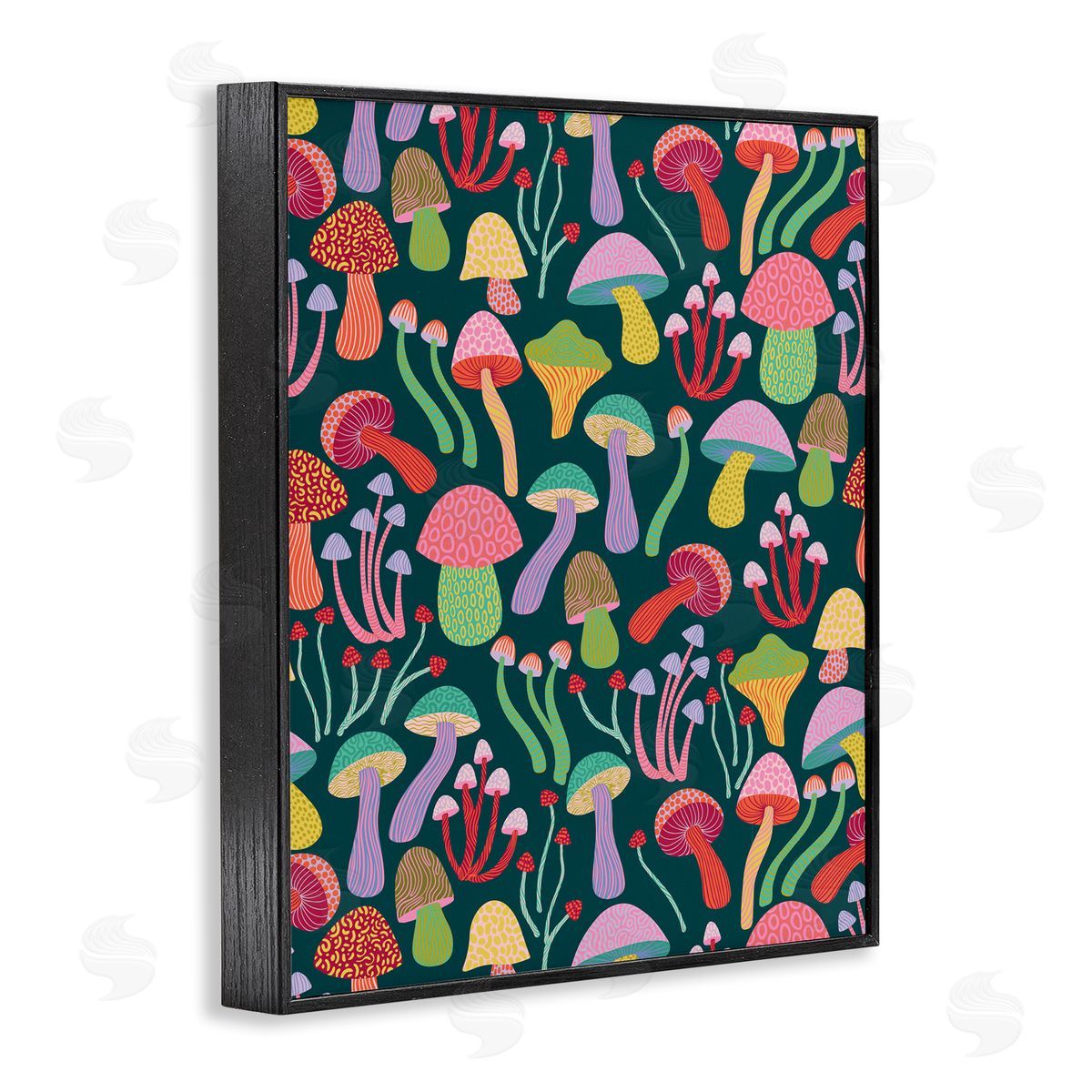 Caroline Alfreds Magical Times Mushrooms Black Framed Giclee Wall Art Print