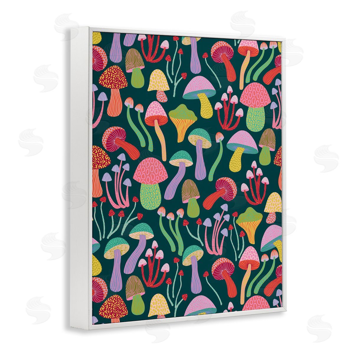 Caroline Alfreds Magical Times Mushrooms White Framed Giclee Wall Art Print