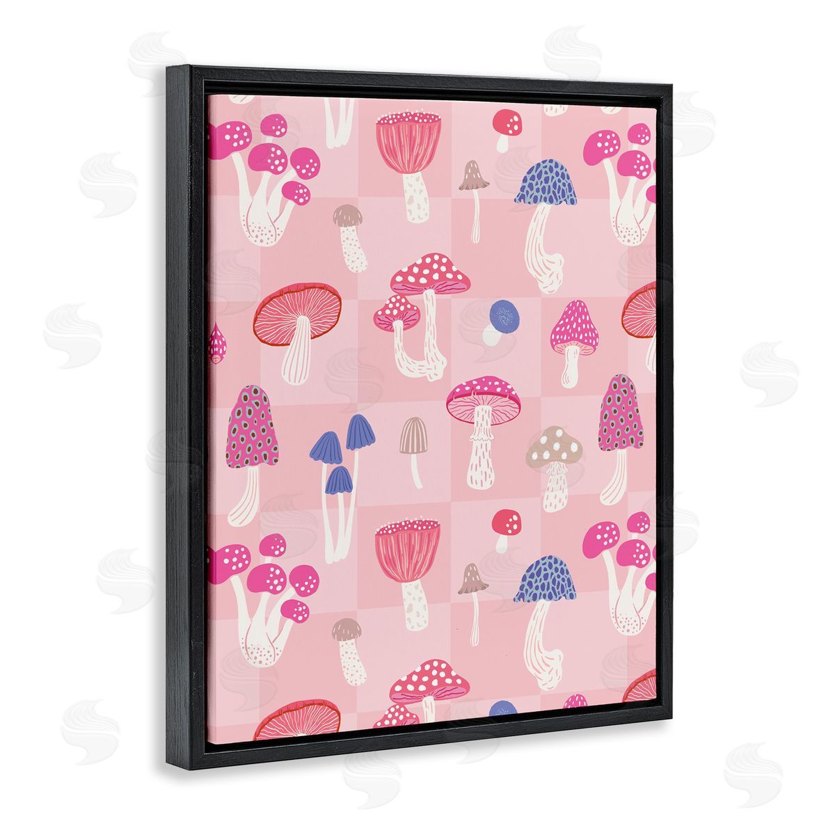 Nancy McKenzie Pastel Pink Mushrooms Black Floating Frame Canvas Wall Art Print