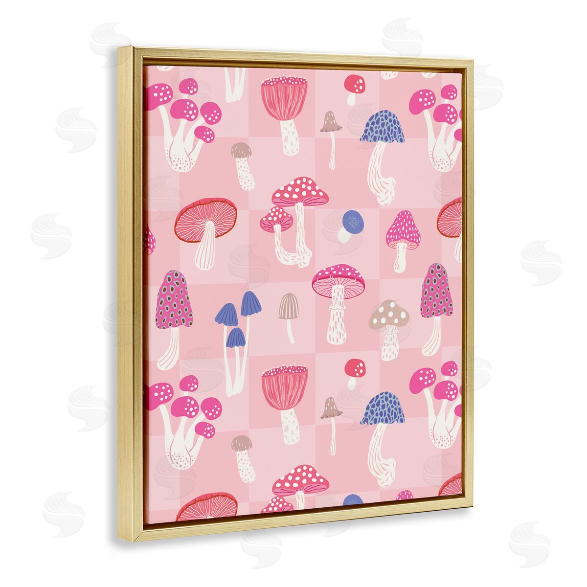 Nancy McKenzie Pastel Pink Mushrooms Gold Floating Frame Canvas Wall Art Print