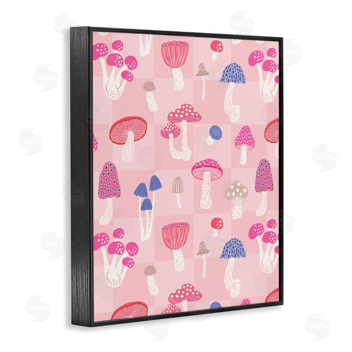 Nancy McKenzie Pastel Pink Mushrooms Black Framed Giclee Wall Art Print