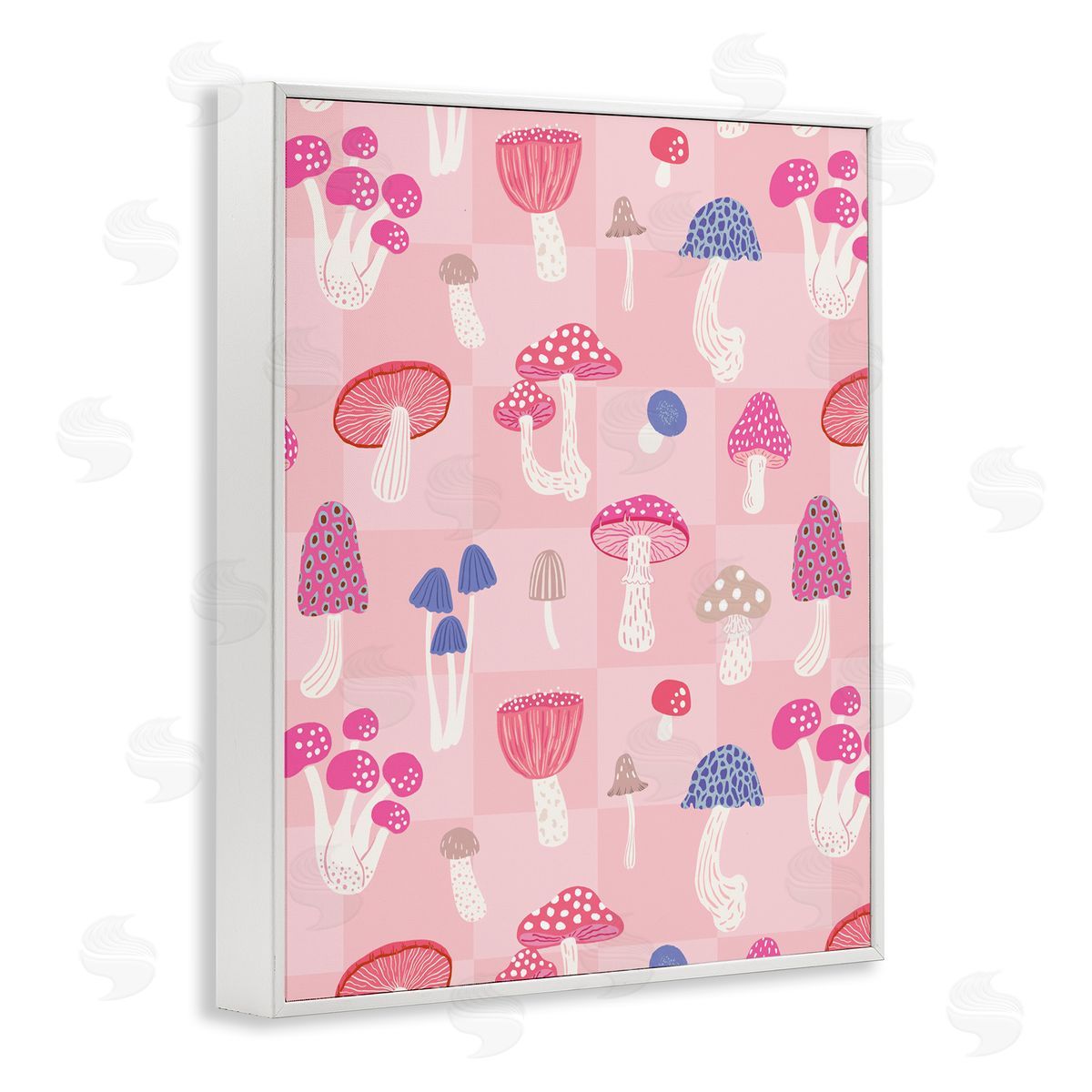 Nancy McKenzie Pastel Pink Mushrooms White Framed Giclee Wall Art Print