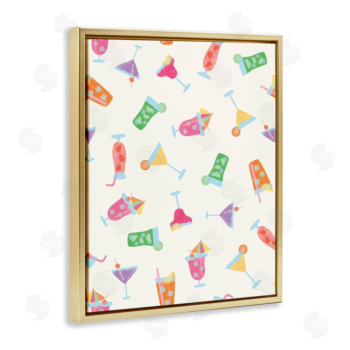 Taylor Shannon Designs Summertime Cocktails Patterns Gold Floating Frame Canvas Wall Art Print