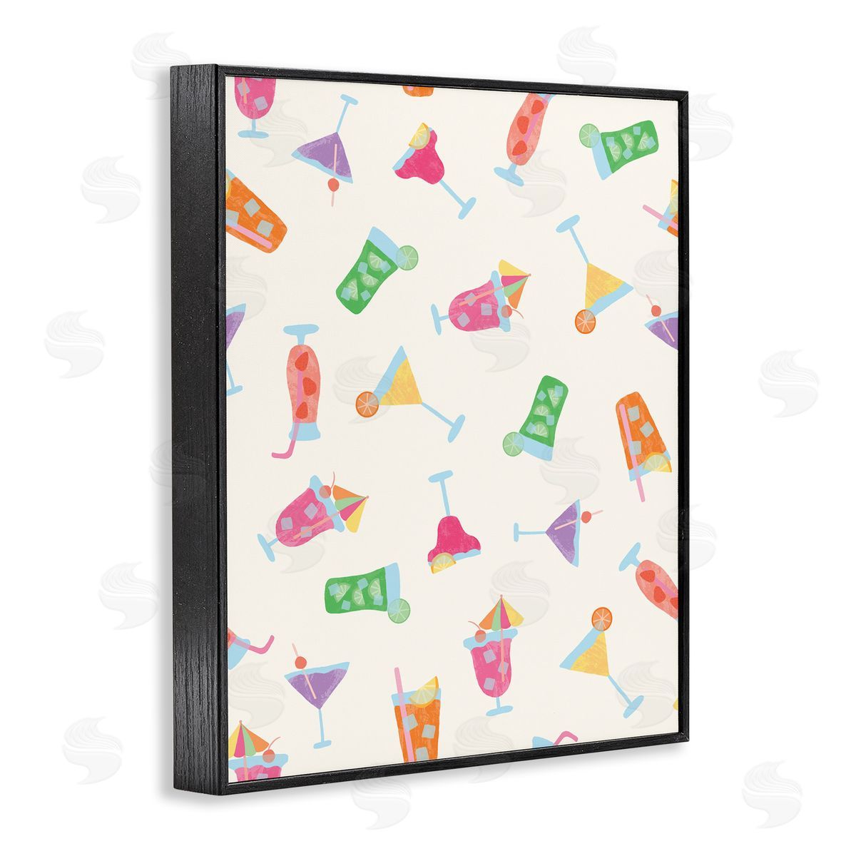 Taylor Shannon Designs Summertime Cocktails Patterns Black Framed Giclee Wall Art Print