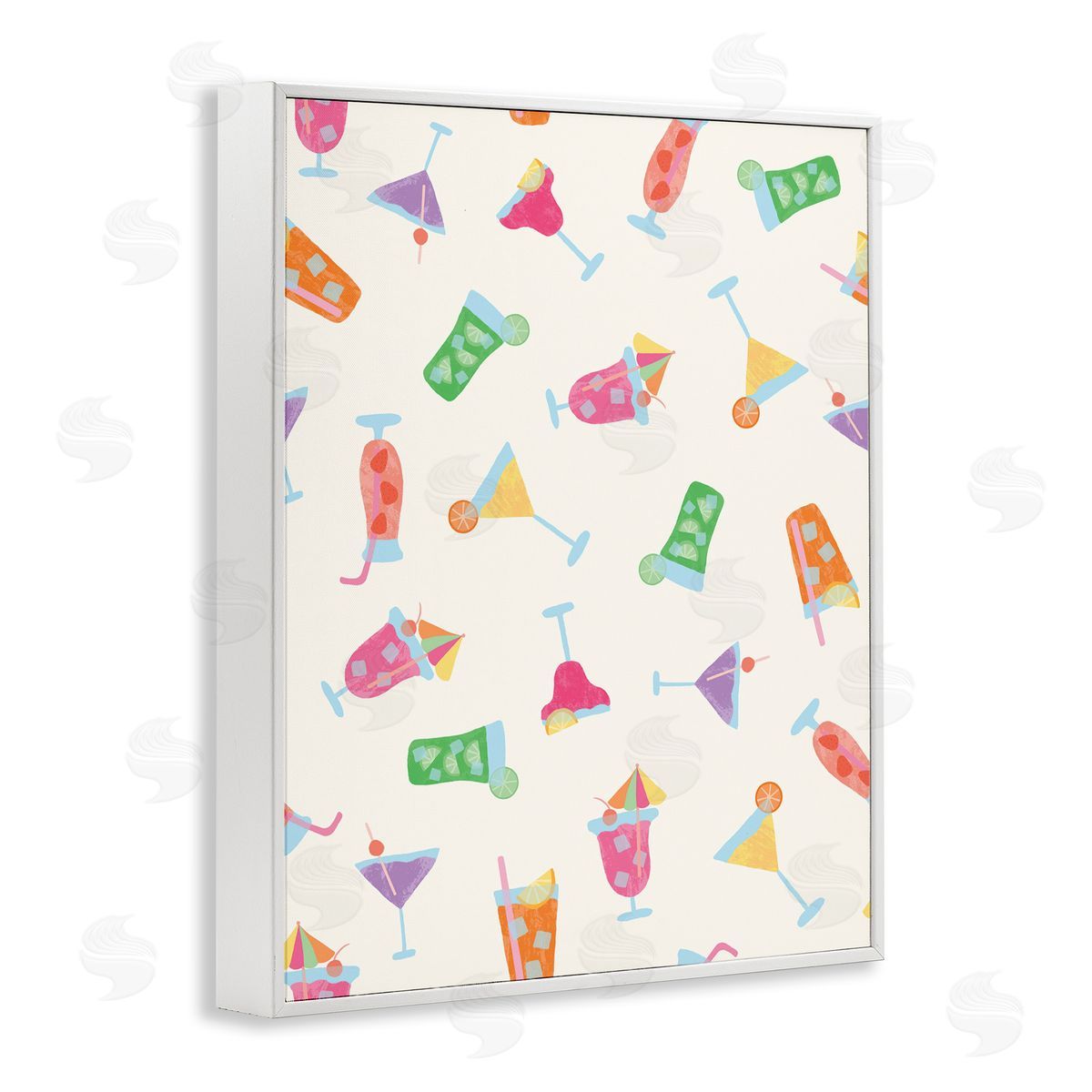 Taylor Shannon Designs Summertime Cocktails Patterns White Framed Giclee Wall Art Print