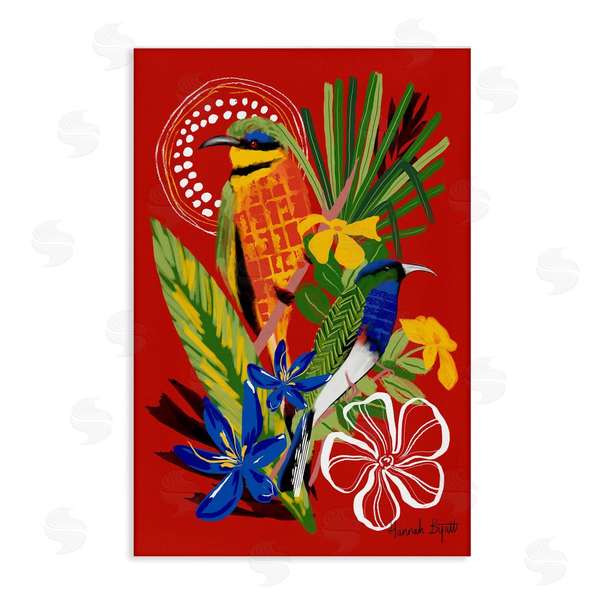 Hannah Byatt Gambia Inspired Birds Canvas Wall Art Print