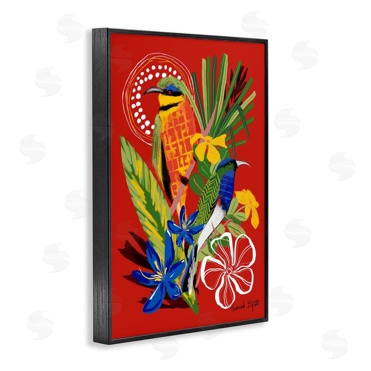 Hannah Byatt Gambia Inspired Birds Black Framed Giclee Wall Art Print