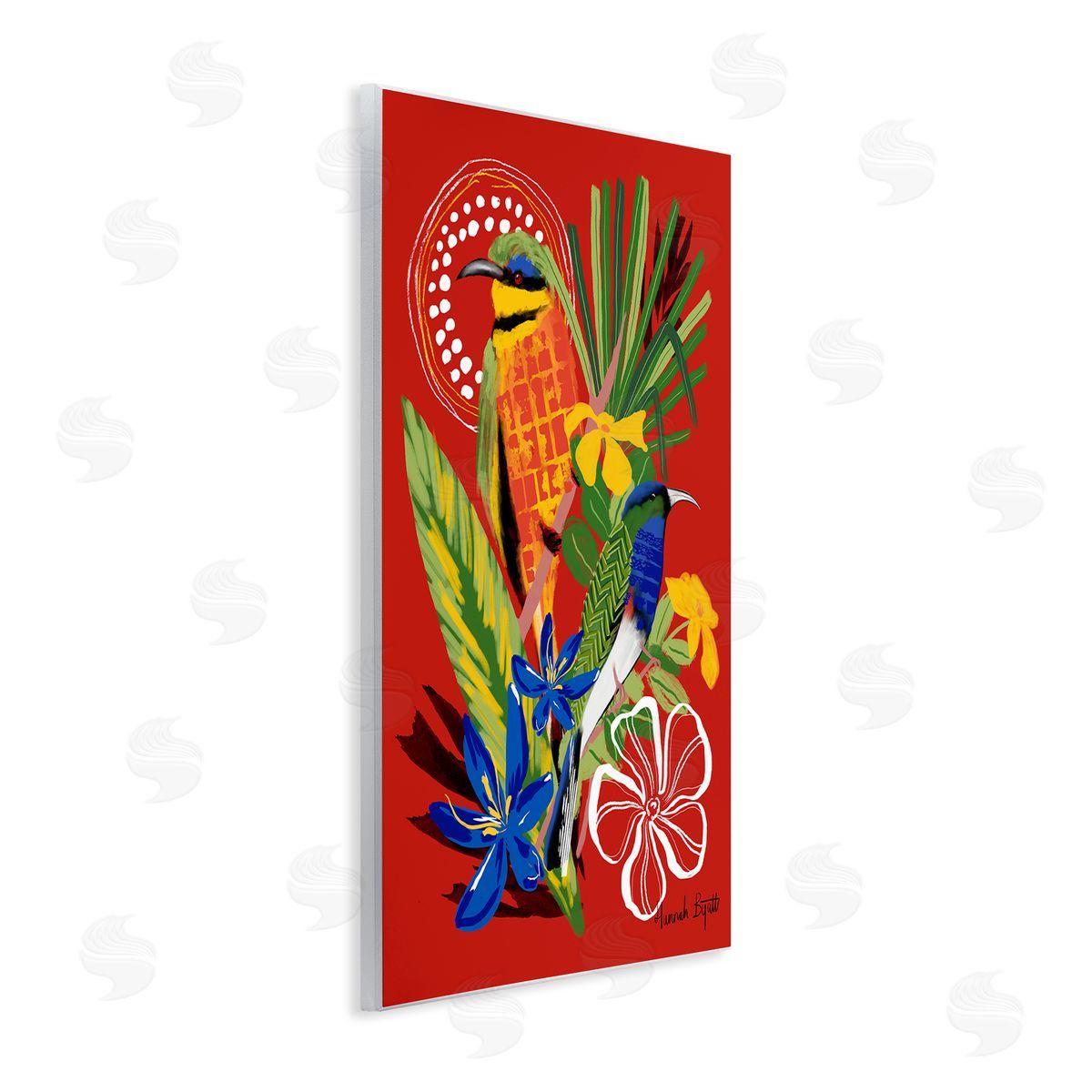 Hannah Byatt Gambia Inspired Birds Wooden Wall Plaque Art Print