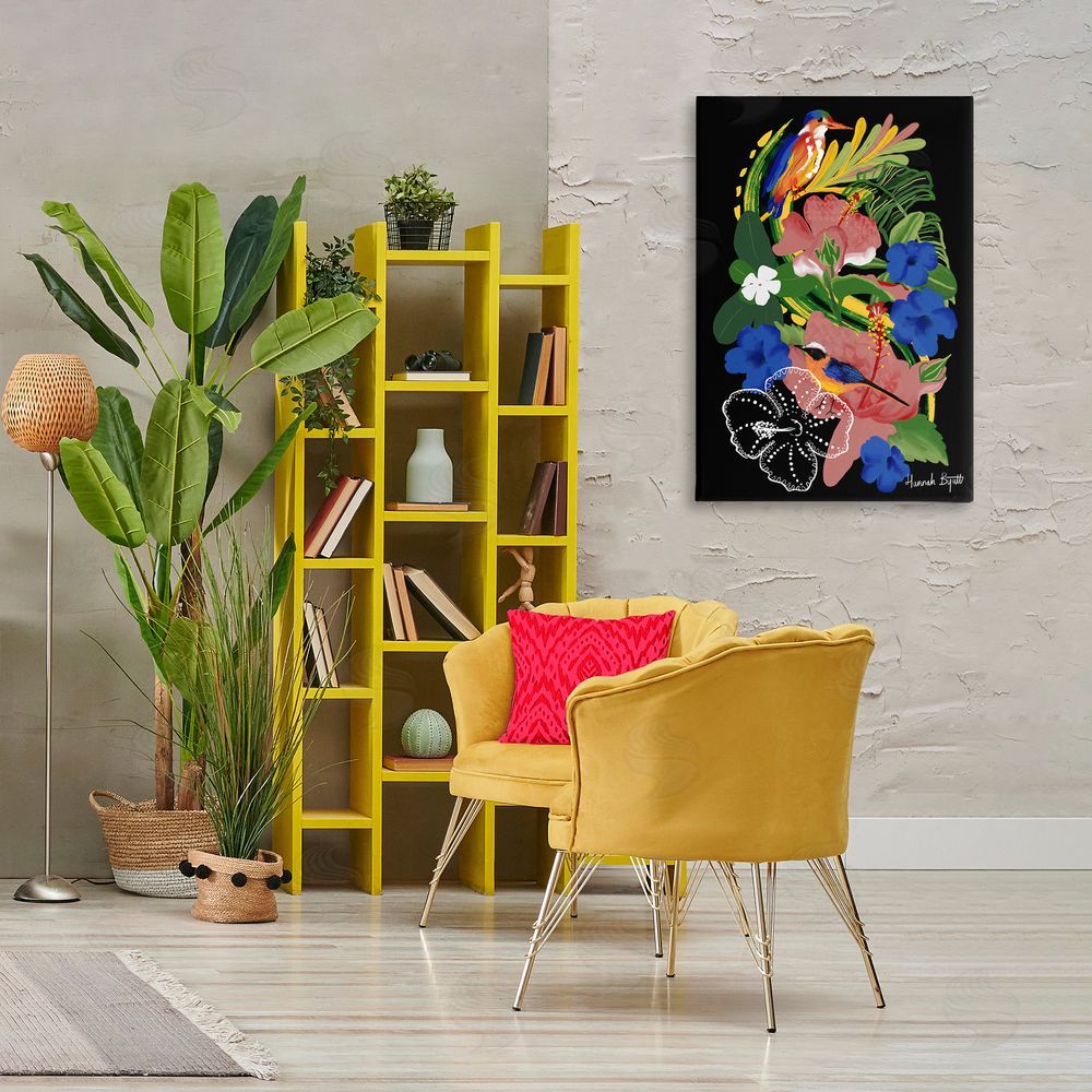 Hannah Byatt Tropical Gambia Style Florals Canvas Wall Art Print in Room